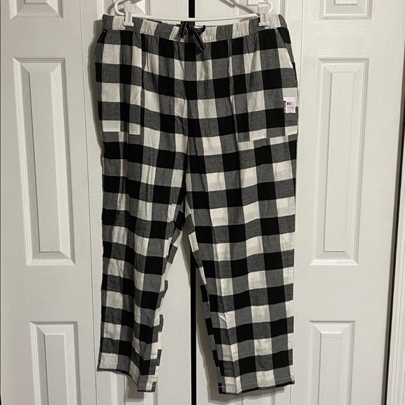 Plaid flannel & gray cotton casual lounge pajama sleep pants & shirt top size 2X - Picture 3 of 11